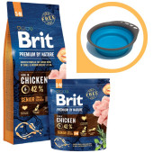 Суха храна за кучета BRIT PREMIUM SENIOR S/M  BY NATURE [ НОВА, ПОДОБРЕНА ФОРМУЛА ] с 42% прясно пилешко месо 15кг + подарък сгъваема купа